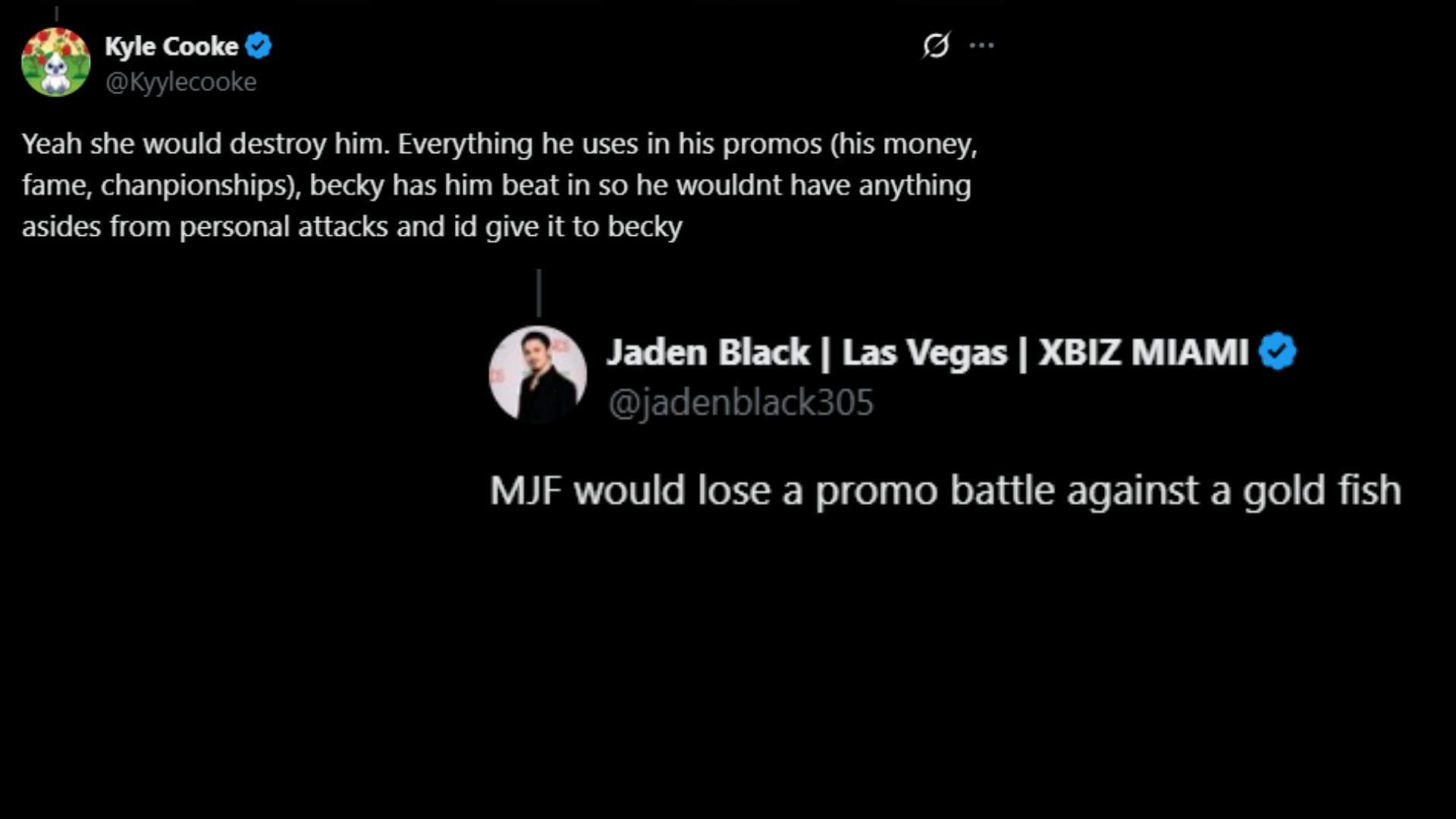 Fans react to Lynch's statement on MJF. (Images via @WrestleOps' X)